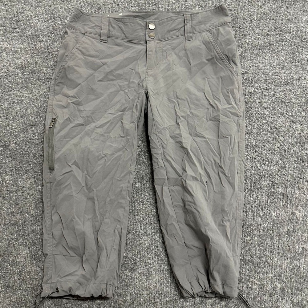 Columbia Capris Womens Size 4 Gray Active Hiking Lightweight Stretch Bungee Hem